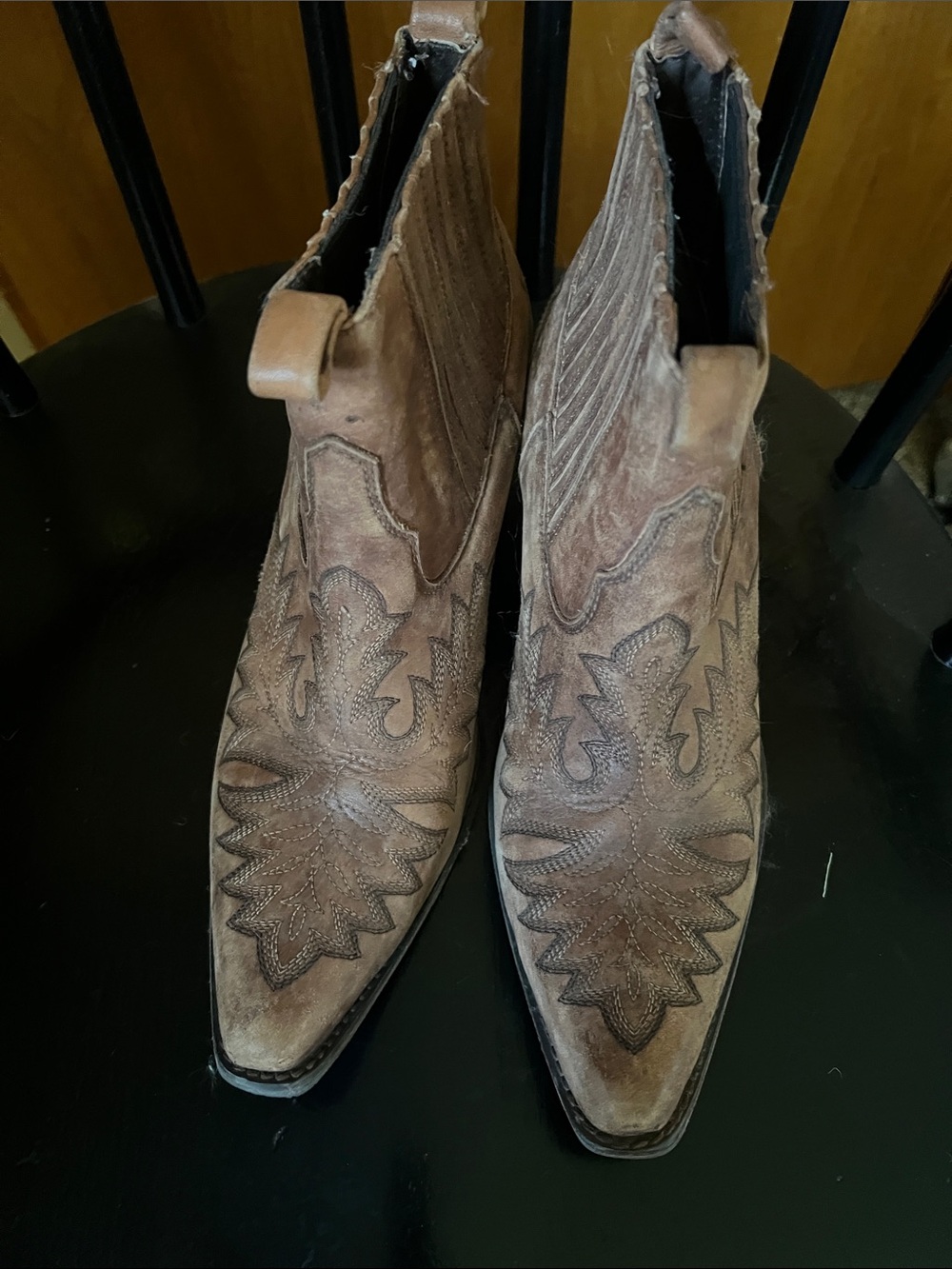 Ariat Brown Suede Western Ankle Booties - Picture 4 of 6